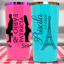 100 Copos Long Drink 320ml Personalizados Com Borda Cor Variadas Foto mini 3
