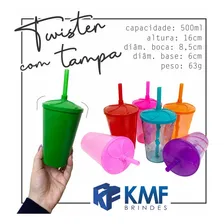 100 Copos Twister Tampa E Canudo 500ml Black Friday Cor Transparente Foto mini 3