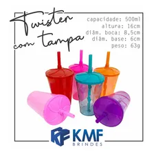 100 Copos Twister Tampa E Canudo 500ml Black Friday Cor Transparente Foto mini 2