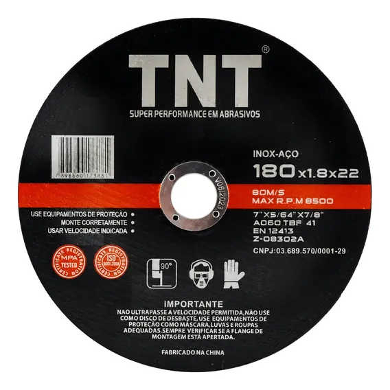 100 Disco De Corte Aço Inox 7 1/8 X 1/16 X 7/8 Tnt Black Foto 1