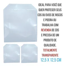 100 Envelopes De Plástico Transparente Liso Saquinho Para Embalar MĂdia Cd/dvd Saco Com Aba E Sem Cola 12,5x12,5cm Foto mini 3