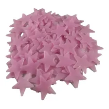 100 Estrela Fluorescente Decoração Brilha Escuro Teto Rosa Forma Estrela Rosa Foto mini 1