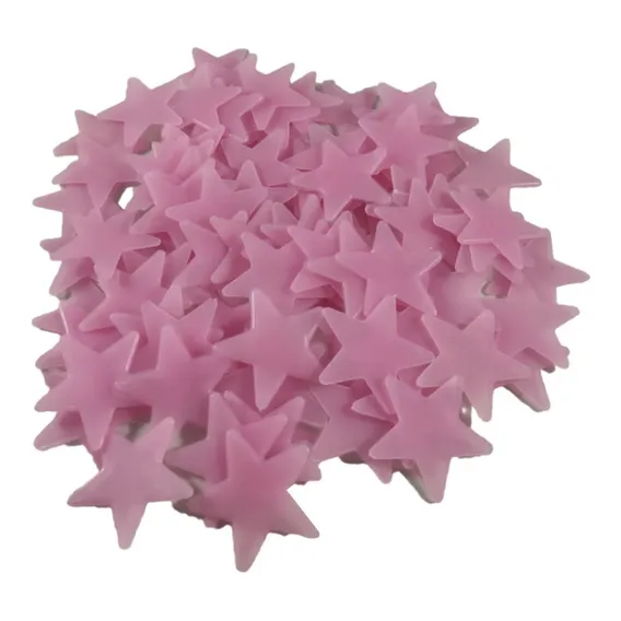 100 Estrela Fluorescente Decoração Brilha Escuro Teto Rosa Forma Estrela Rosa Foto 1