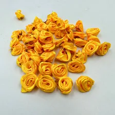 100 Flor Cetim Florzinha Rococ贸 Sem Folha Amarelo Foto mini 3