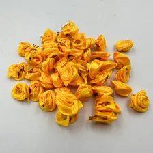 100 Flor Cetim Florzinha Rococ贸 Sem Folha Amarelo Foto mini 2