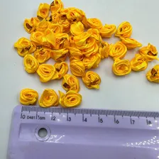 100 Flor Cetim Florzinha Rococ贸 Sem Folha Amarelo Foto mini 4