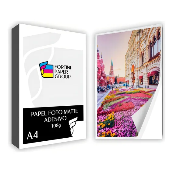 100 Folhas Papel Fotográfico Adesivo Matte 108g Premium Top Cor Branco Foto 1