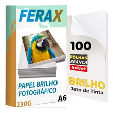 100 Folhas Papel Fotográfico Glossy 230g 10x15 Standard Cor Branco Foto mini 1