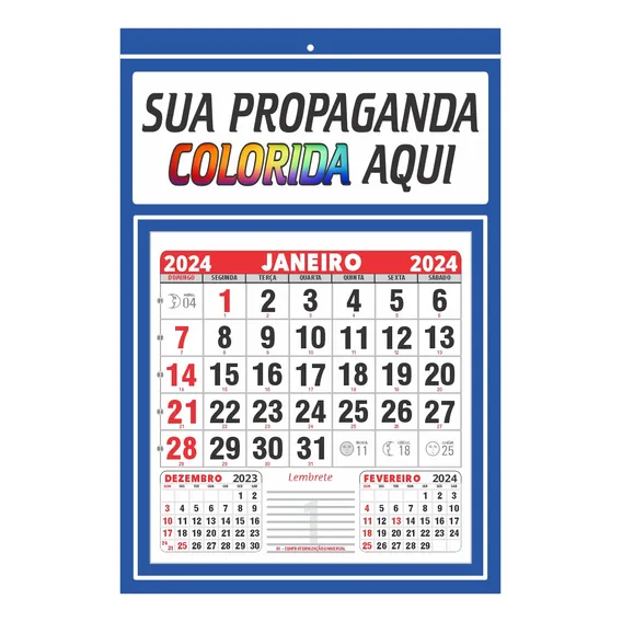 100 Folhinha Calendário Personalizado Comercial 26,5x18cm Foto 1