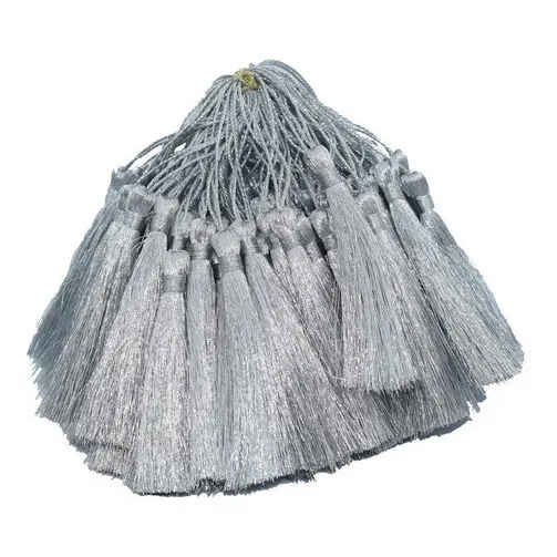 100 Franja Pingente Tassel Seda 8cm- Escolha A Cor Cor Prata Foto 1