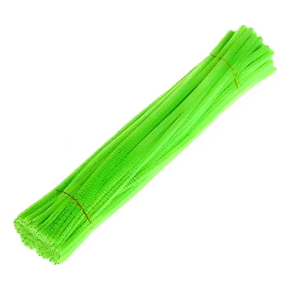 100 Haste Chenille - Limpador Cachimbo Colorido - 6mm X 30cm Cor Verde Foto 1