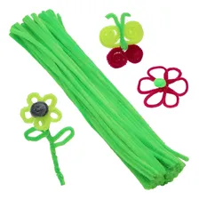 100 Haste Chenille - Limpador Cachimbo Colorido - 6mm X 30cm Cor Verde Foto mini 2