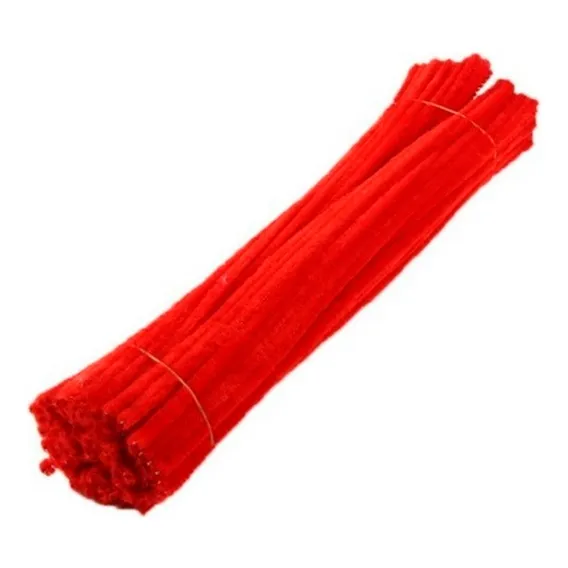 100 Haste Chenille - Limpador Cachimbo Colorido - 6mm X 30cm Cor Vermelho Foto 1