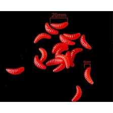 100 Isca Artificial Aromatizada Pesca Larvas Verme Bichinho Cor Vermelho Foto mini 3