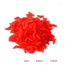 100 Isca Artificial Aromatizada Pesca Larvas Verme Bichinho Cor Vermelho Foto mini 2