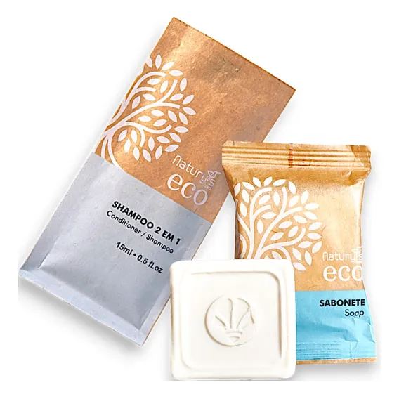 100 Kit Ecologico Vegano Shampoo 2x1 E Sabonete 30g Hotel Foto 1