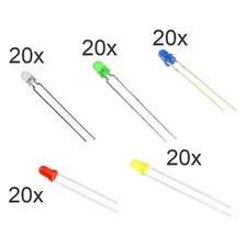 100 Leds De 3mm Diversas Cores Difuso 20un Cada Para Arduino Cor da luz Colorido 3V Foto mini  2