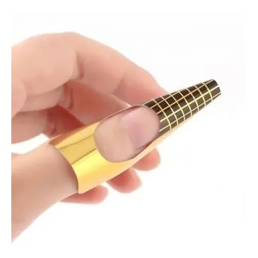 100 Molde Adesivo Para Alongamento E Porcelana Unhas Coração Cor Dourado Foto 1