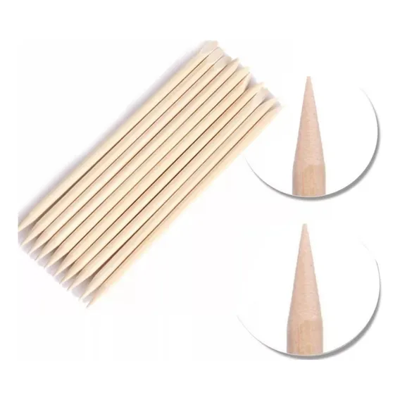 100 Palitos Para Unhas Manicure Bambu Dois Lados Pontiagudos Foto 1