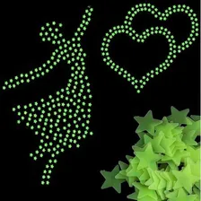 100 Pçs Estrelas Adesivas Fluorescente Brilha No Escuro Neon Cor Verde Forma Estrela Foto mini 2