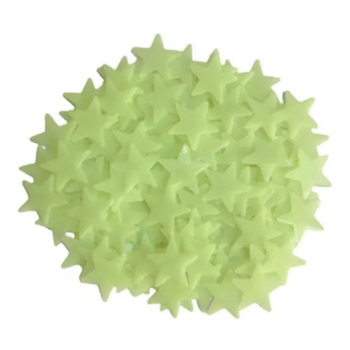 100 Pçs Estrelas Adesivas Fluorescente Brilha No Escuro Neon Cor Verde Forma Estrela Foto 1