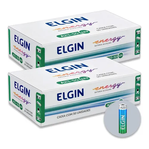 100 Pilhas Bateria 23a 12v A23 Alcalina Elgin 2 Caixas Foto 1