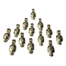 100 Pingentes Caveira De Metal Ferro Níquel 7x16mm Foto  mini 1