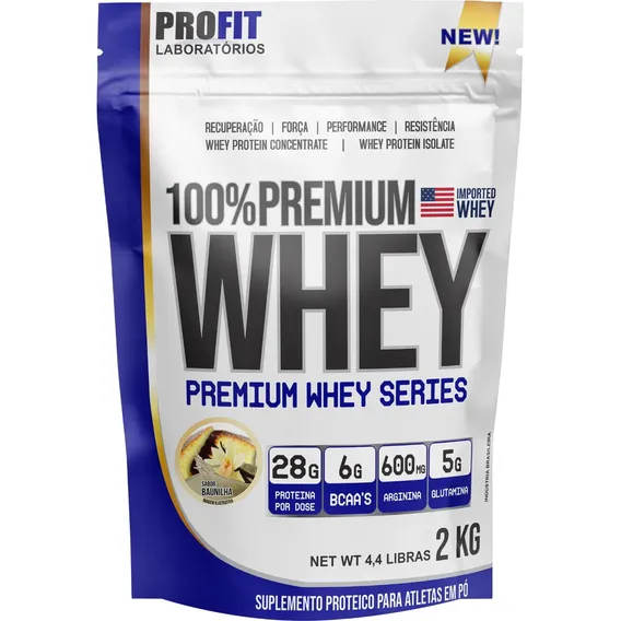 100% Premium Whey Protein Concentrado 2kg Profit Labs Foto 1