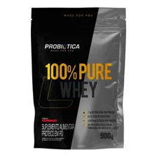 100% Pure Whey Refil 900g - Probi贸tica - Whey Concentrado Sabor Morango Foto mini 1