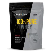 100% Pure Whey Refil 900g - Probi贸tica - Whey Concentrado Sabor Morango Foto mini 4