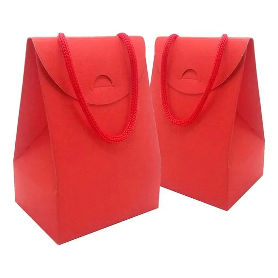 100 Sacola De Papel Pequena Cores Sacola Lembrancinha Cor Vermelho Foto 1