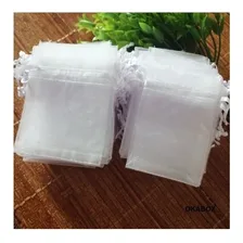 100 Saquinhos De Organza Fita Cetim Tule 9x12 Okabox Cor Branco Foto mini 1