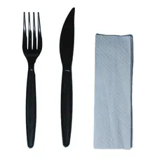 100 Und Talher Garfo Faca Guardanapo Resistente Descartável Embalados Kaprot Foto  mini 1