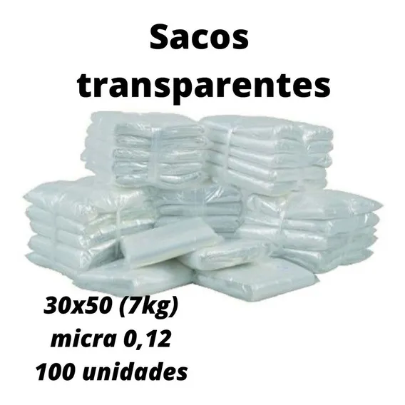 100 Unidades Saco Plástico Transp. Reforçado 0,12 Micras Foto 1
