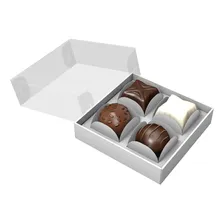 100 X Caixa Brigadeiro P/ 4 Doces Gourmet / Doces / Bombons Cor Branco Foto mini  2