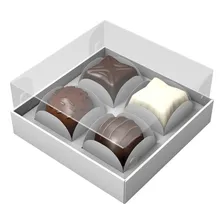 100 X Caixa Brigadeiro P/ 4 Doces Gourmet / Doces / Bombons Cor Branco Foto  mini 1
