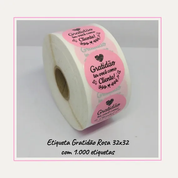 1000 Adesivo Gratidão Cliente Rolo Etiqueta Redonda 3,2cm Foto 1