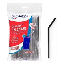 1000 Canudo Preto Strawplast Flexível Drinks Cs 313 Foto mini 1