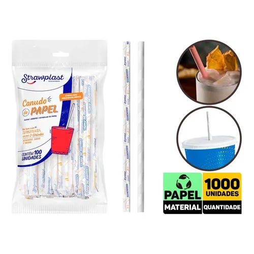 1000 Canudos De Papel Branco Para Festa Drinks Refri Suco Foto 1