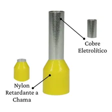 100p莽s Conector Simples Terminal Tubular Ilh贸s Amarelo 6mm Foto mini 2