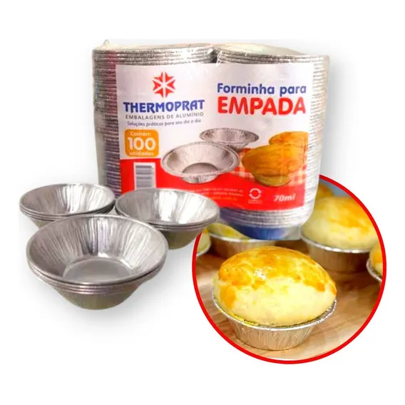 100un Forminha AlumÃnio 70ml Assadeira Empada Descartável F Foto 1