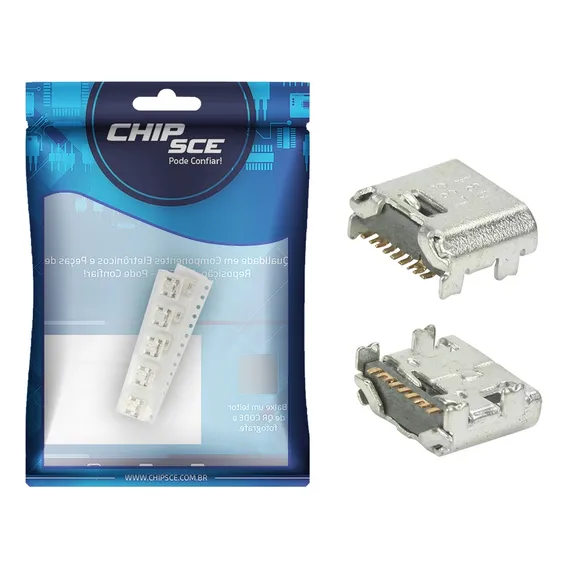 100x Conector Micro Usb Fêmea P/ Pci Micro Usb V8 7p (5p+2p) Foto 1