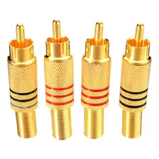 100x Plug Rca Dourado Macho Metalico Pt/vm (50 Pares) Foto mini 1