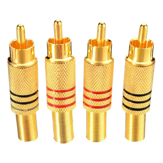 100x Plug Rca Dourado Macho Metalico Pt/vm (50 Pares) Foto 1