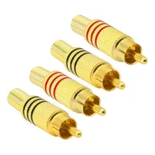 100x Plug Rca Dourado Macho Metalico Pt/vm (50 Pares) Foto mini 2