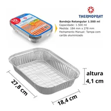 10un Bandeja Marmitex 1500ml AlumÃnio Retangular Com Tampa Foto mini 2