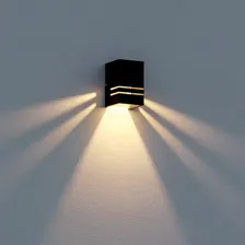 10x Arandela Externa E27 2 Frisos Parede Muro + Led 5w mf144 Cor Marrom Foto mini 2