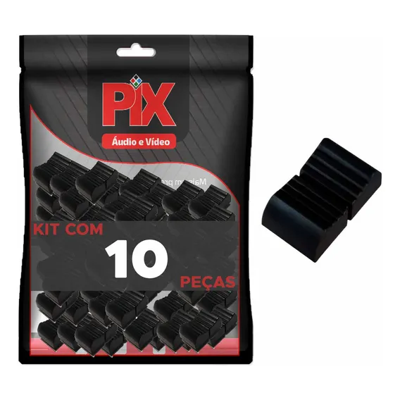 10x Botão Knob Mesa De Som Eixo 1x4mm - Deslizante - Preto Foto 1
