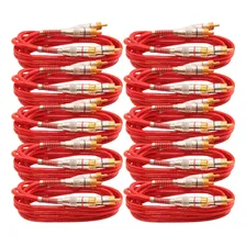 10x Cabo 1m Rca Prime Plug Banho Ouro Vermelho Diâmetro 5mm Foto  mini 1