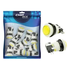 10x Chave Push Button Psb-29 Botão Para Fliperama - Amarelo - ChipSCE Foto mini 1